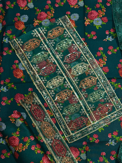 Unstitched - Dhanak 3pc Embroidered Suit