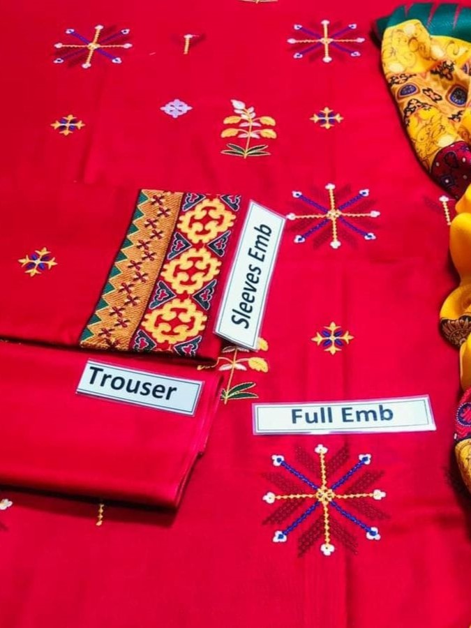 Unstitched - Dhanak 3pc Embroidered Suit