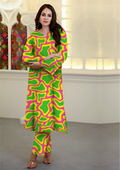 Glow Wave All-Over Printed Chamki Linen 2-Piece Suit