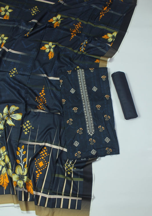 Unstitched - Linen 3pc Embroidered Suit