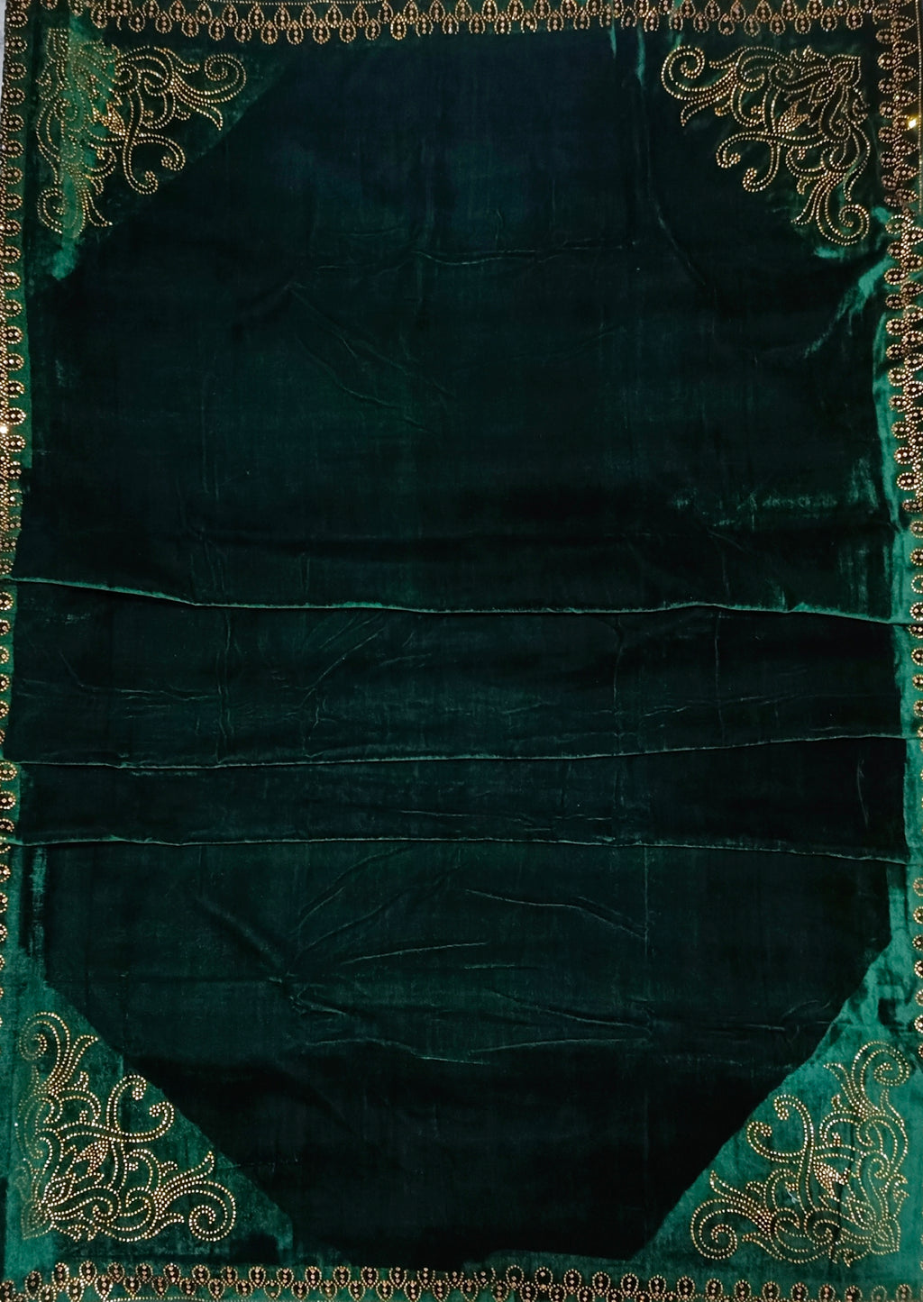 Pearls Work Micro Velvet Shawl - Green