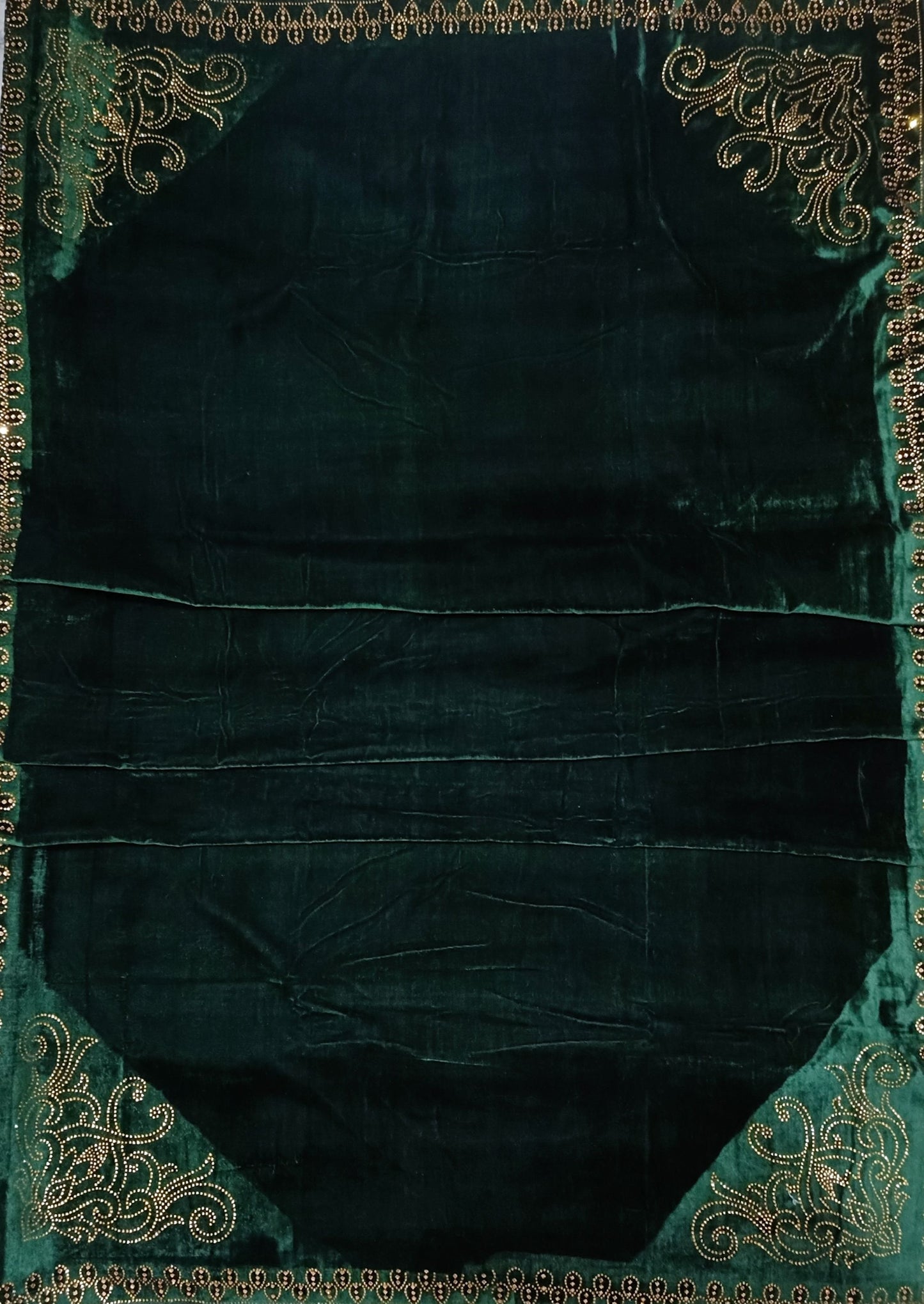 Pearls Work Micro Velvet Shawl - Green