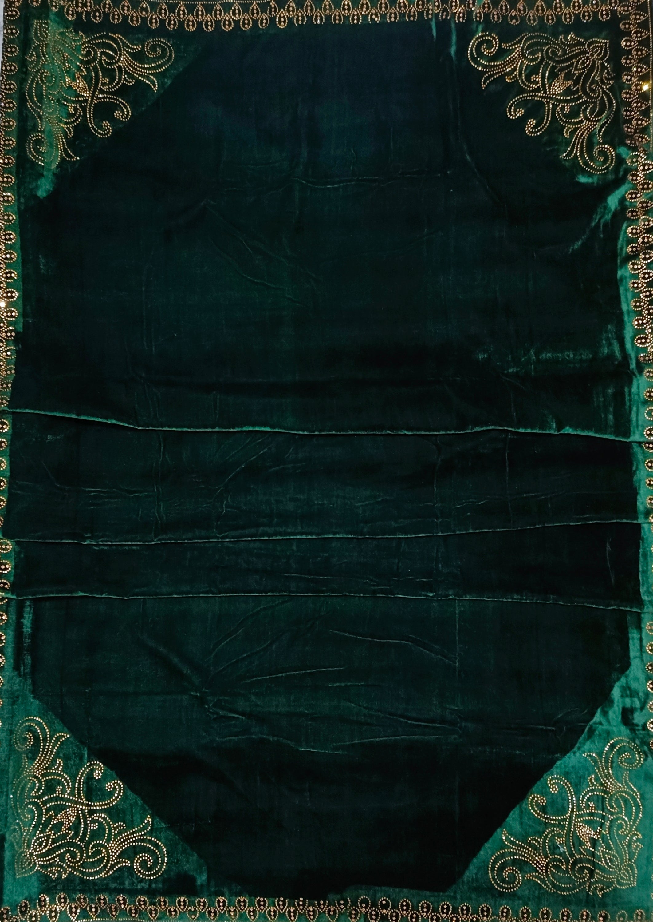 Pearls Work Micro Velvet Shawl - Green