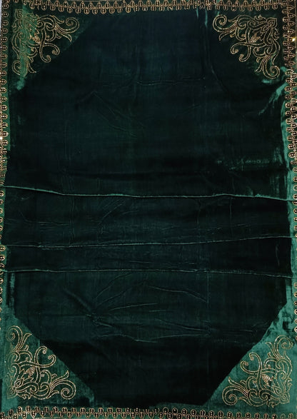 Pearls Work Micro Velvet Shawl - Green