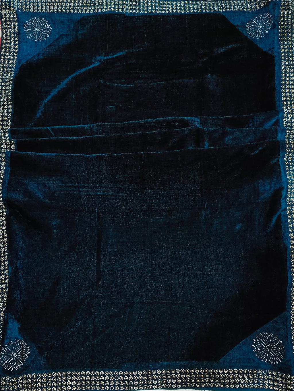 Pearls Work Micro Velvet Shawl - Blue