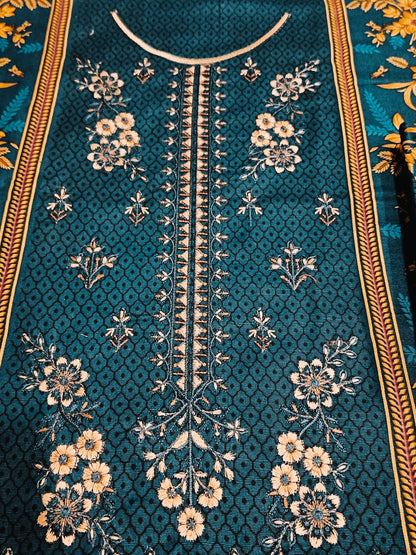 Unstitched - Khaddar 3pc Embroidered Suit