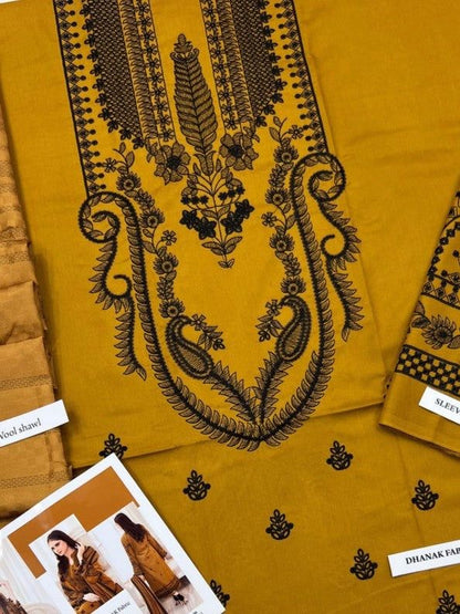 Unstitched - Dhanak 3pc Embroidered Suit