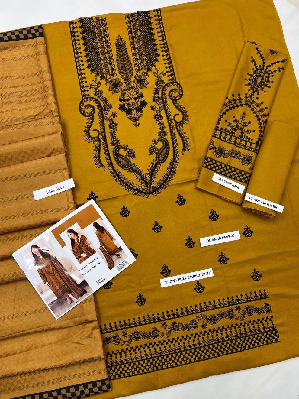 Unstitched - Dhanak 3pc Embroidered Suit