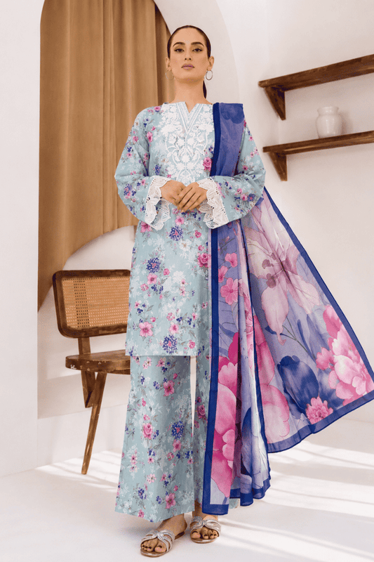 SHANAYA - Unstitched - Lawn 3pc Printed Suit
