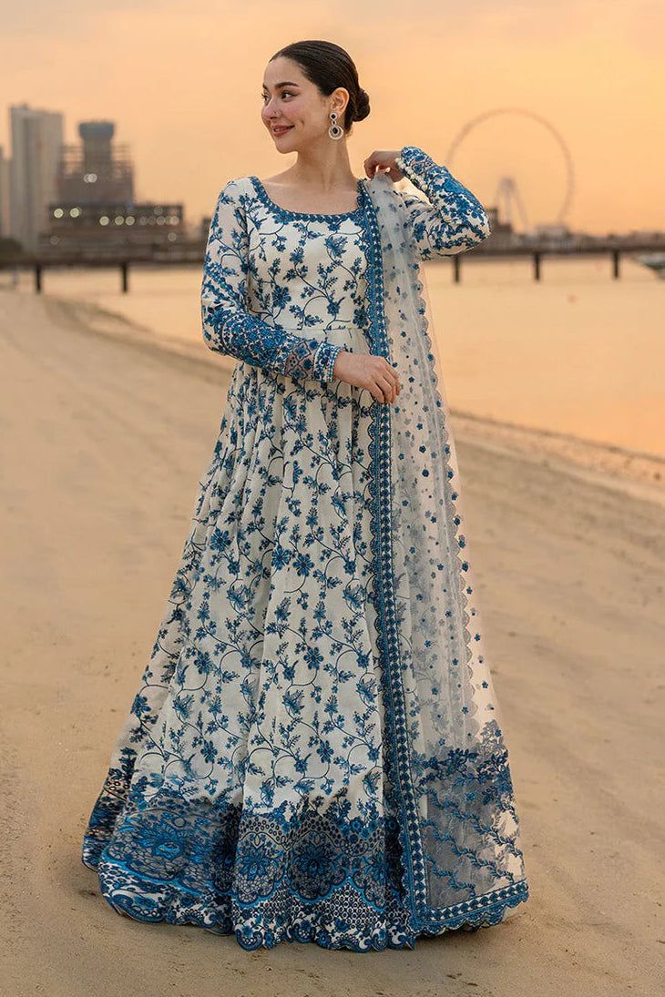 Faiza Saqlain Heavy Embroidered Unstitched Lawn 3pc Suit