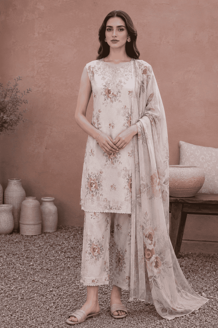 SHANAYA - Unstitched - Lawn 3pc Printed Suit