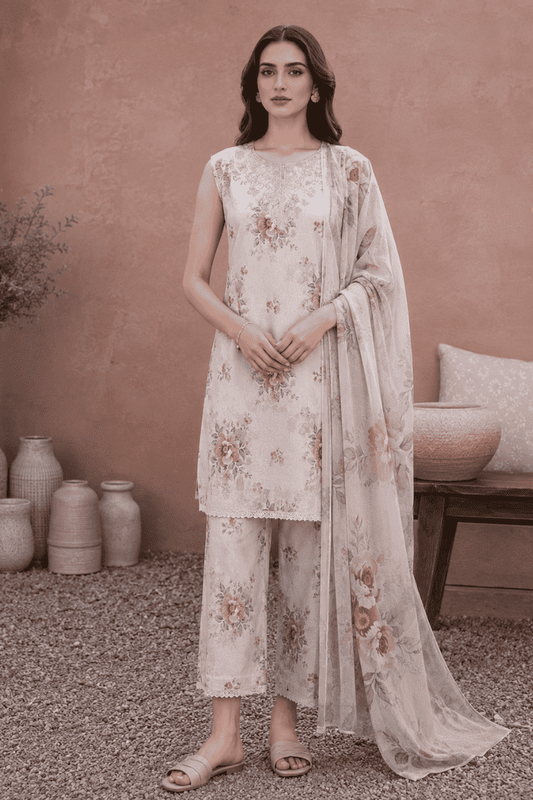 SHANAYA - Unstitched - Lawn 3pc Printed Suit