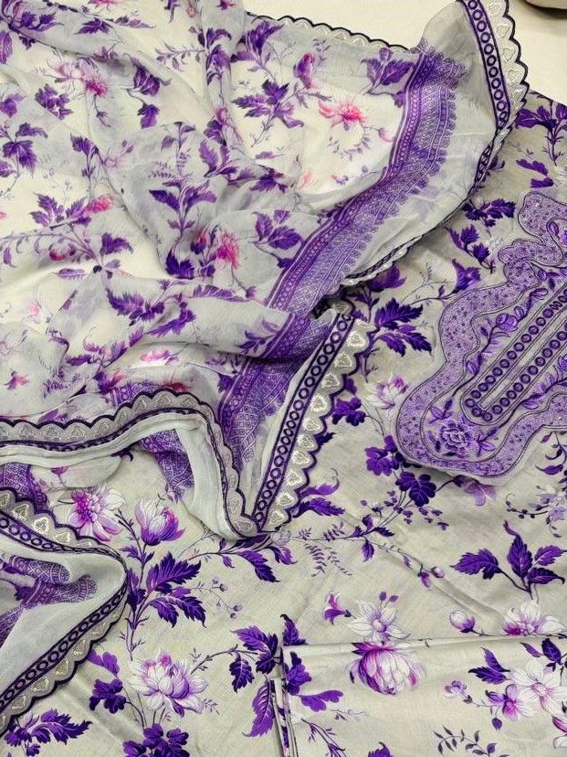 Premium Unstitched - Lawn 3pc Embroidered Suit