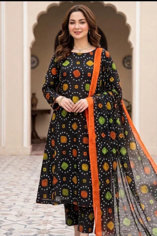 CHUNRI - Unstitched - Lawn 3pc Printed Suit