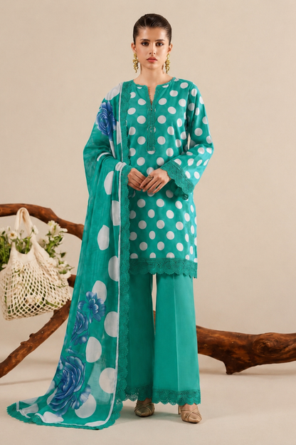 ZEYORAH - Unstitched - Lawn 3pc Printed Suit