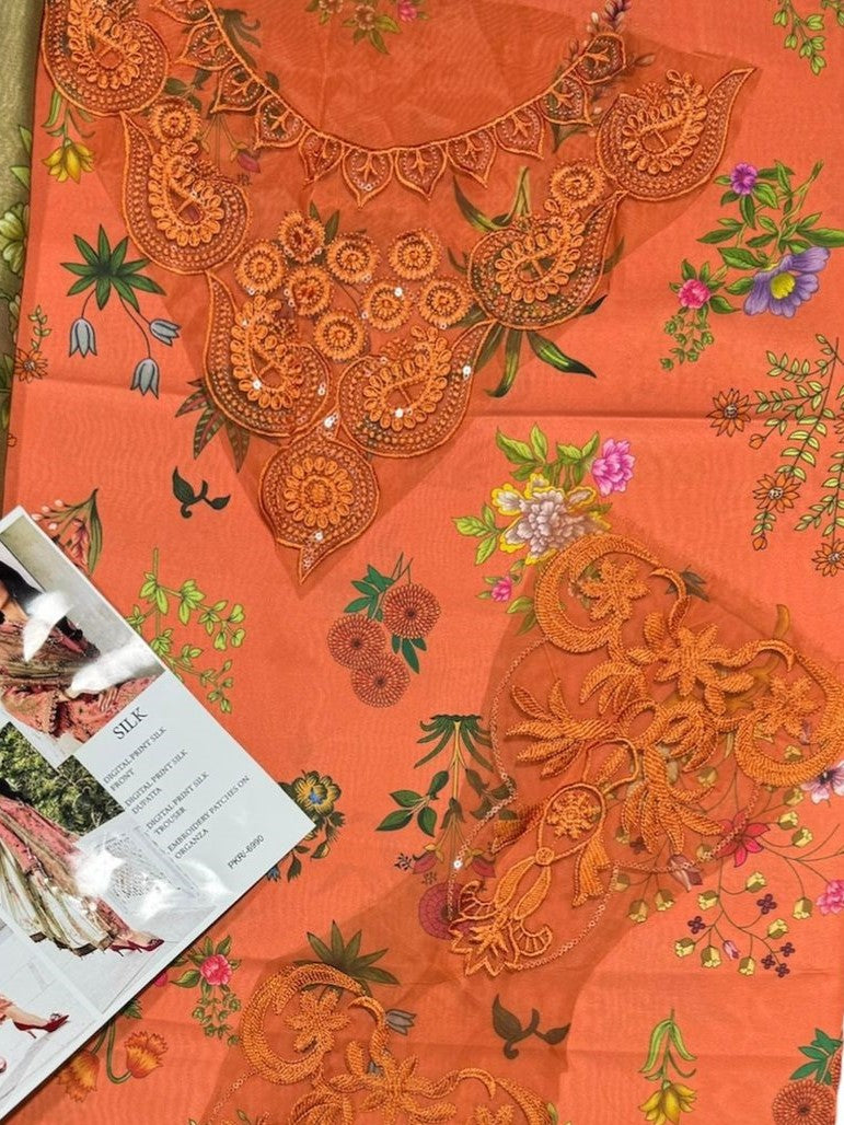 Unstitched - Pure Silk 3pc Printed Suit