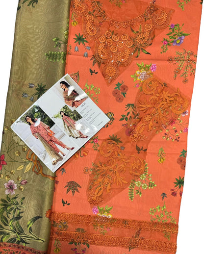 Unstitched - Pure Silk 3pc Printed Suit