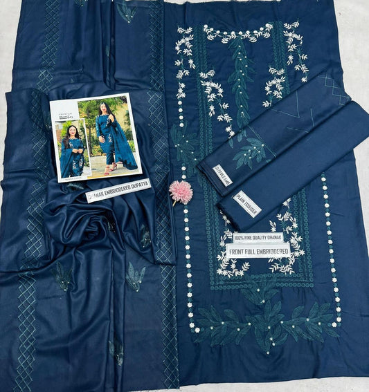 Unstitched - Dhanak 3pc Embroidered Suit