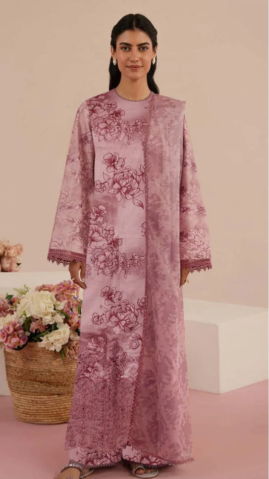 Unstitched - Linen 3pc Embroidered Suit