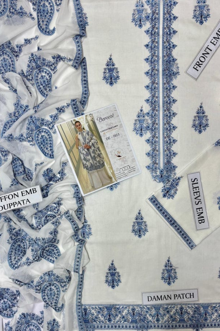 Bareeze - Premium Unstitched - Embroidered Lawn 3pc Suit
