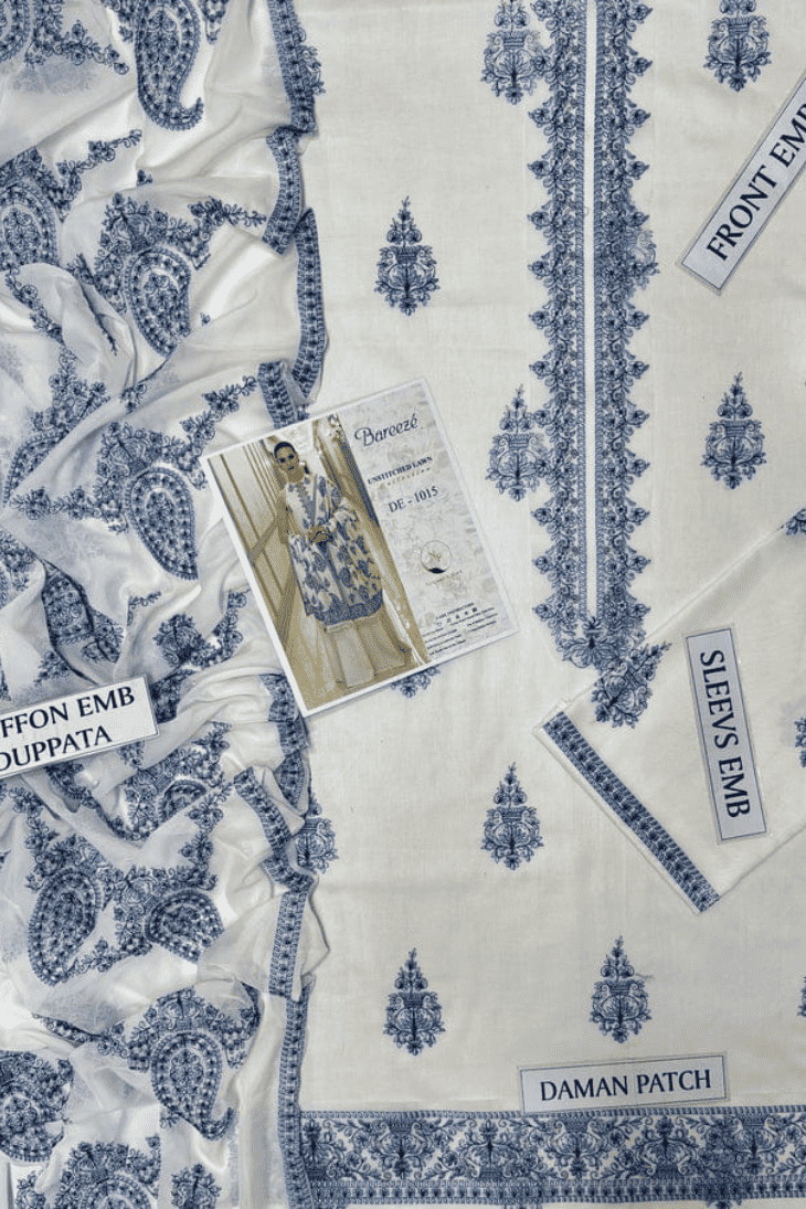 Bareeze - Premium Unstitched - Embroidered Lawn 3pc Suit