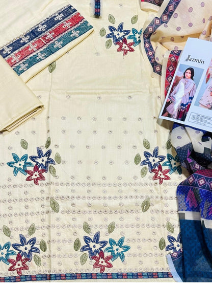 Premium Unstitched - Lawn 3pc Embroidered Suit