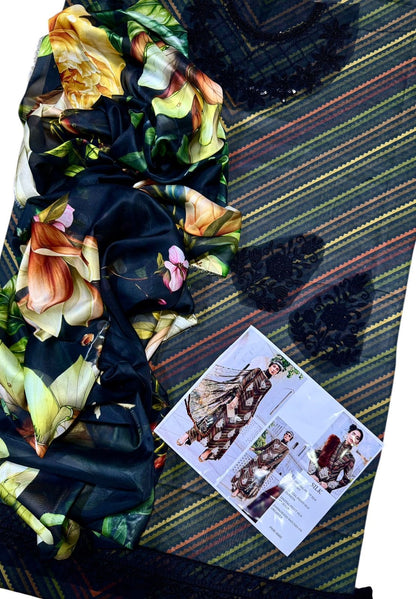 Unstitched - Pure Silk 3pc Printed Suit