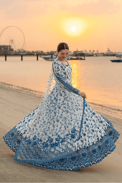Faiza Saqlain Heavy Embroidered Unstitched Lawn 3pc Suit