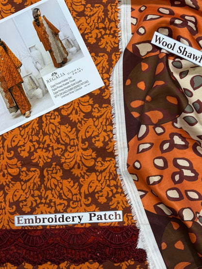 Unstitched - Khaddar 3pc Printed Suit