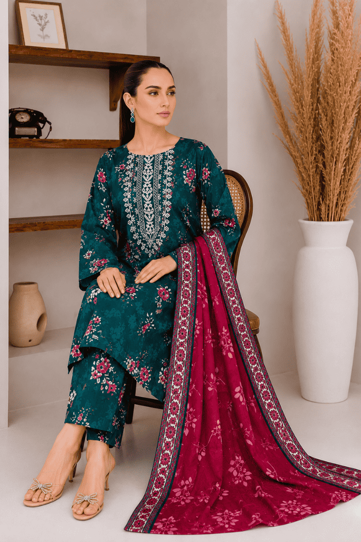 SHANAYA - Unstitched - Lawn 3pc Printed Suit