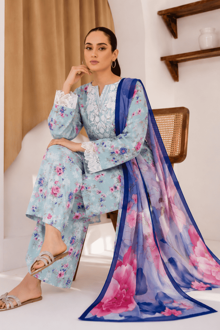 SHANAYA - Unstitched - Lawn 3pc Printed Suit