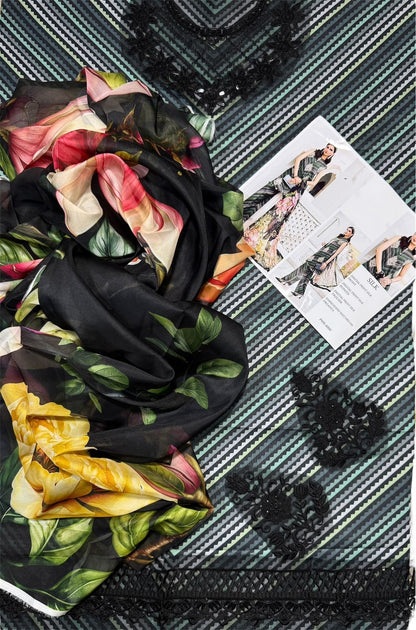 Unstitched - Pure Silk 3pc Printed Suit