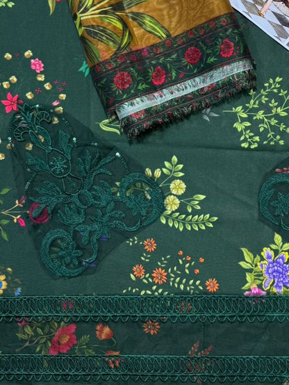 Unstitched - Pure Silk 3pc Printed Suit