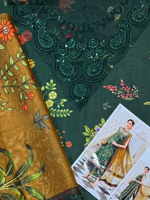 Unstitched - Pure Silk 3pc Printed Suit
