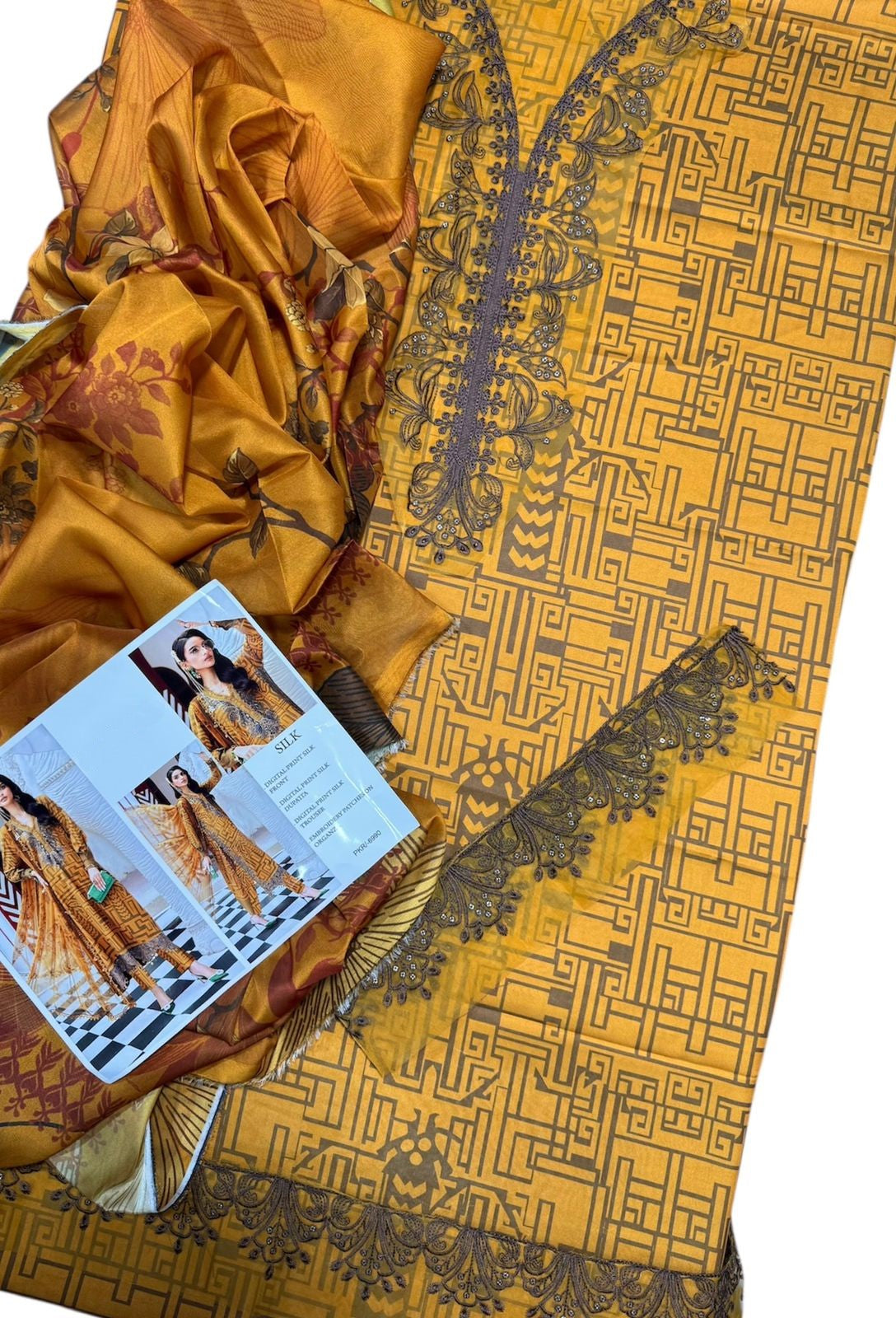 Unstitched - Pure Silk 3pc Printed Suit