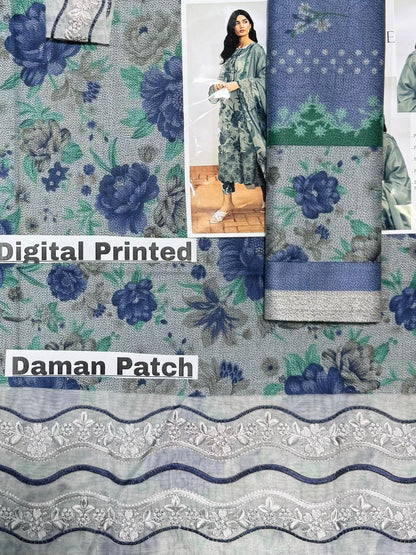 Unstitched - Dhanak 3pc Embroidered Suit
