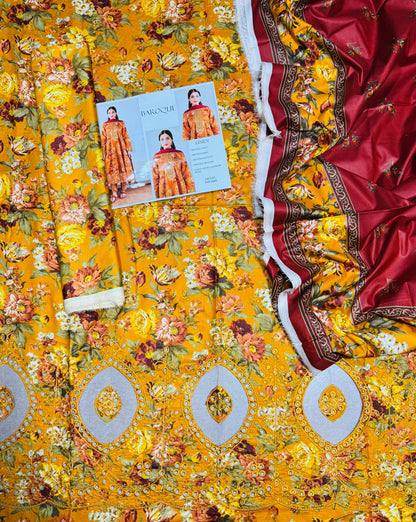 Unstitched - Linen 3pc Embroidered Suit