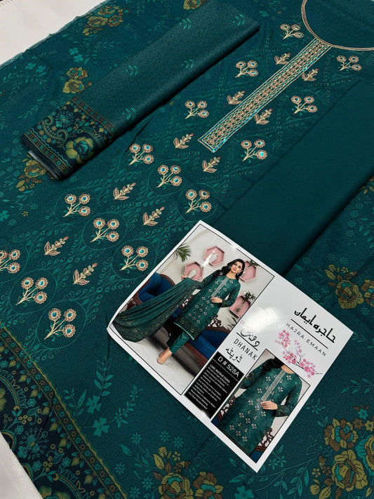 Unstitched - Dhanak 3pc Embroidered Suit