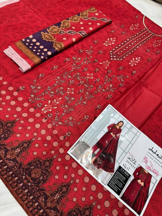 Unstitched - Dhanak 3pc Embroidered Suit