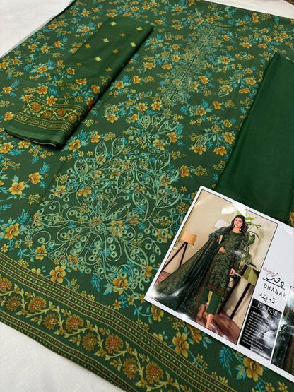 Unstitched - Dhanak 3pc Embroidered Suit