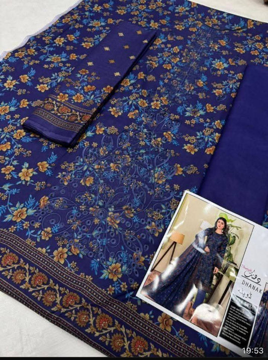 Unstitched - Dhanak 3pc Embroidered Suit