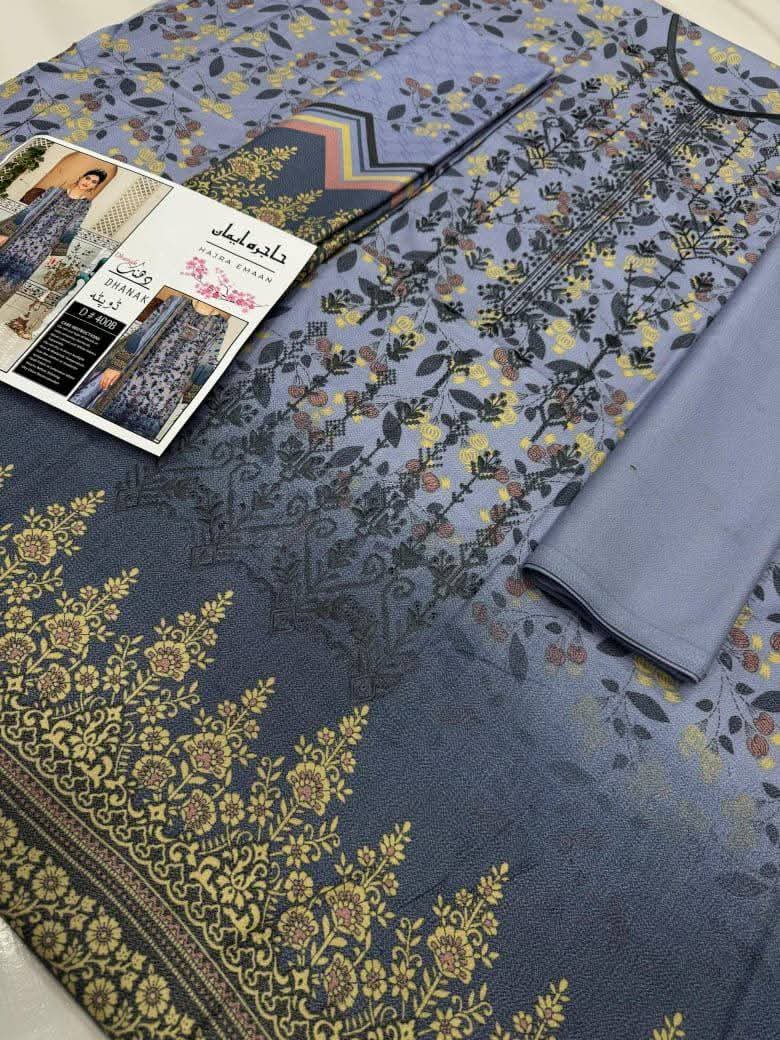 Unstitched - Dhanak 3pc Embroidered Suit