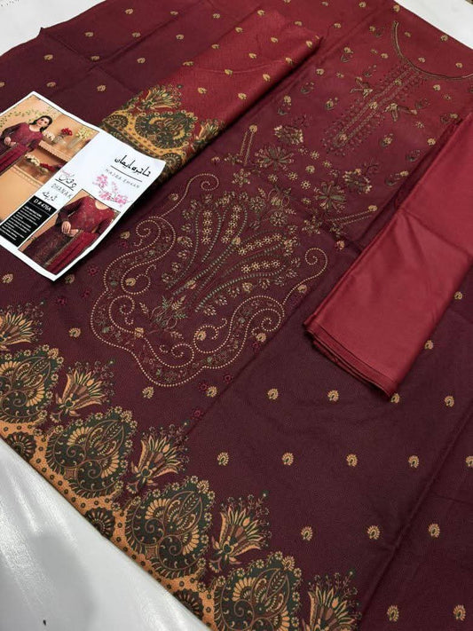 Unstitched - Dhanak 3pc Embroidered Suit