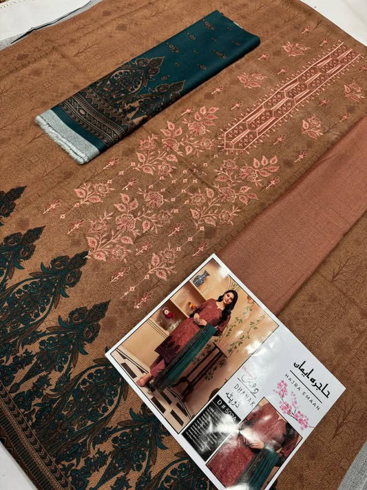 Unstitched - Dhanak 3pc Embroidered Suit