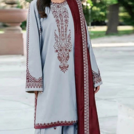 Premium Unstitched - Embroidered Lawn 3pc Suit