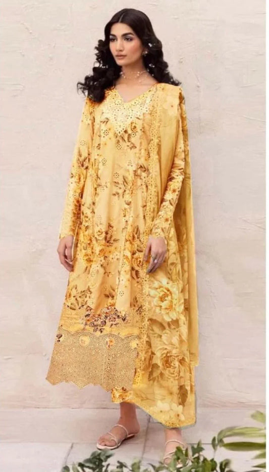 Unstitched - Linen 3pc Embroidered Suit