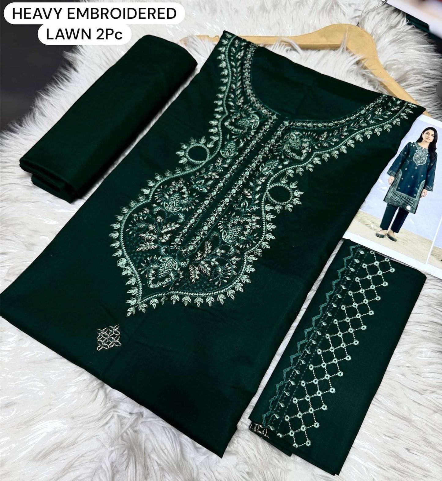 ZARYSH - Unstitched - Lawn 2pc Embroidered Suit