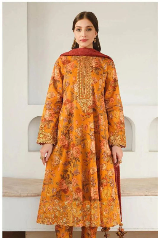 Unstitched - Linen 3pc Embroidered Suit