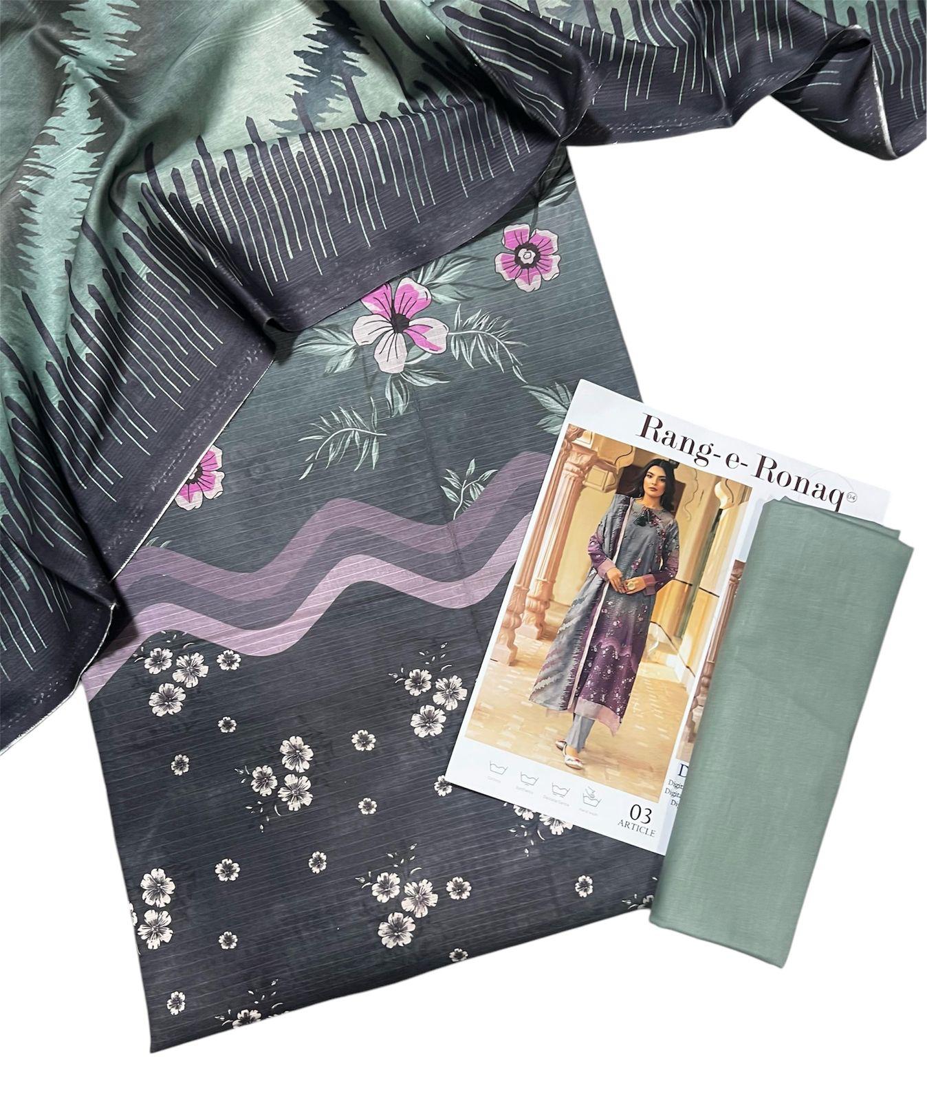 Bana Dora Summer Lawn — Vibrant Printed 3pc Unstitched Suit