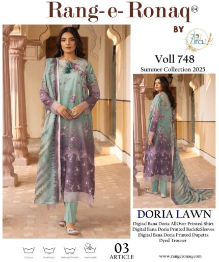 Bana Dora Summer Lawn — Vibrant Printed 3pc Unstitched Suit